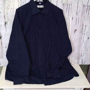 Balmain Navy Red Pinstripe Vintage Chemise XL